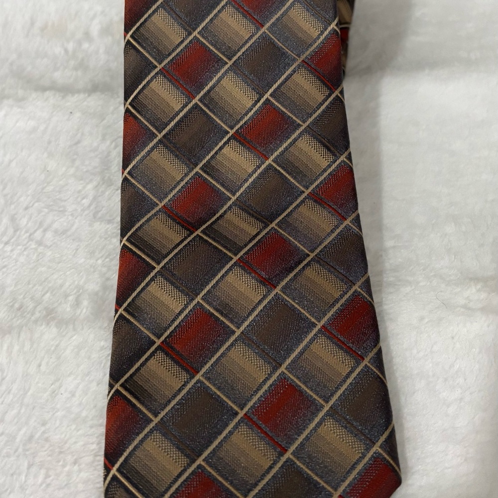 John Sparks Silk Tie‎ in Red and Brown